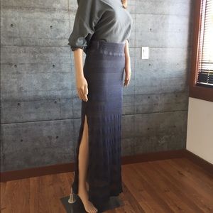 Treads4thought maxi gray knit skirt with side slit
